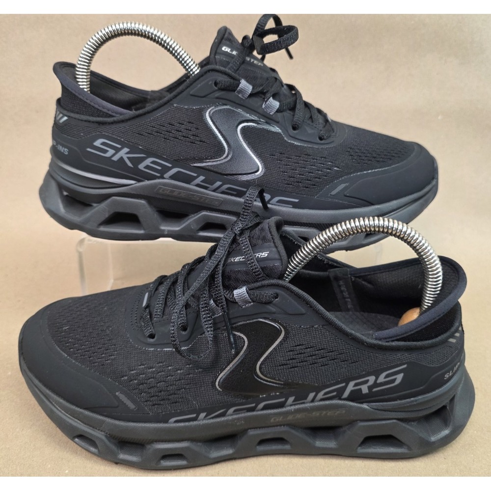 Skechers (Sz 8 ) Glide-Step Altus Sneakers Womens Black Wide Fit Slip-Ins Shoes